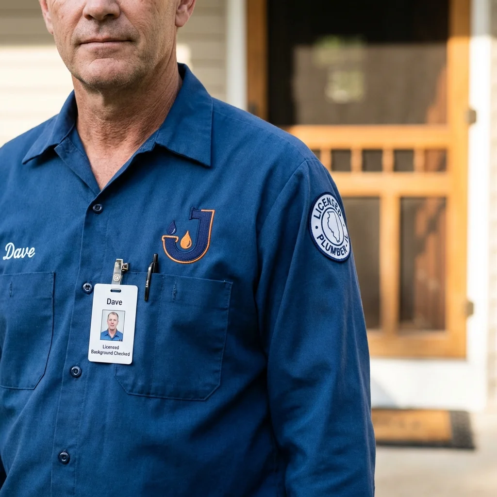 Licensed plumber showing ID badge in Apple Valley, CA
